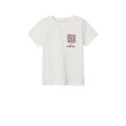 NAME IT KIDS T-shirt NKFFOLEJMA wit/rood Meisjes Biologisch katoen Ron...