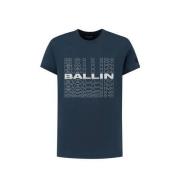 Ballin T-shirt met printopdruk donkerblauw Jongens Katoen Capuchon Pri...