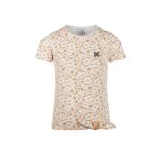 Koko Noko T-shirt met all over print bruin Meisjes Katoen Ronde hals A...