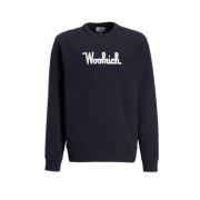 Woolrich sweater met tekst donkerblauw Tekst - 140