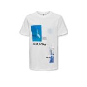 KIDS ONLY BOY T-shirt KOBNILAS met printopdruk wit/blauw Jongens Katoe...
