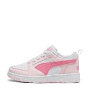 Puma Rebound V6 Lo sneakers wit/roze/lichtroze Jongens/Meisjes Imitati...