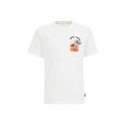WE Fashion T-shirt met printopdruk wit Jongens Biologisch katoen Ronde...