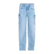 Shoeby high waist loose fit jeans mediumstone Blauw Meisjes Katoen Eff...