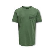 KIDS ONLY BOY T-shirt KOBMARINUS met tekst groen Jongens Katoen Ronde ...