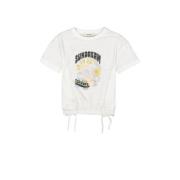 Garcia T-shirt van gerecycled polyester ecru/zwart/geel Printopdruk - ...