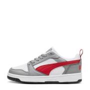 Puma Rebound V6 Lo sneakers grijs/rood/zwart Jongens/Meisjes Imitatiel...