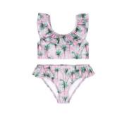 Tumble 'n Dry crop bikini Sunkissed met ruches roze/groen Meisjes Poly...