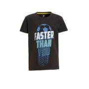 anytime T-shirt met tekstopdruk donkergrijs Jongens Katoen Ronde hals ...