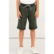 NAME IT KIDS regular fit sweatshort NKMVERMO donkergroen Effen - 104