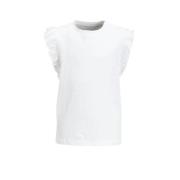 anytime T-shirt met ruffle wit Meisjes Katoen Ronde hals Effen - 134/1...