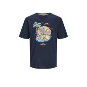 JACK & JONES JUNIOR T-shirt JJZION met printopdruk donkerblauw Jongens...