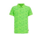 WE Fashion polo met all over print groen Jongens Polyester Polokraag A...