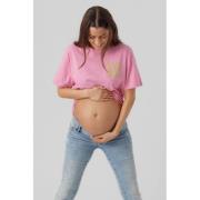 MAMALICIOUS zwangerschapsshirt MLFERIDA met biologisch katoen roze T-s...