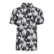 Shoeby overhemd met all over print zwart/wit Jongens Katoen Button dow...