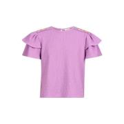 Shoeby T-shirt paars Meisjes Polyester Ronde hals Effen - 98/104