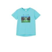 s.Oliver T-shirt met printopdruk turquoise Blauw Jongens Katoen Ronde ...