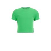 WE Fashion T-shirt groen Meisjes Biologisch katoen Ronde hals Effen - ...