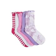 WE Fashion sokken - set van 5 roze/paars/wit Jongens/Meisjes Katoen Al...