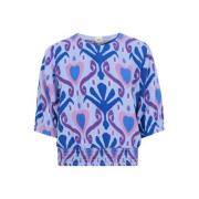 Shoeby top met all over print blauw Meisjes Viscose Ronde hals All ove...