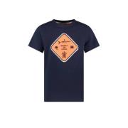 TYGO & vito T-shirt Wessel met printopdruk donkerblauw/oranje Jongens ...