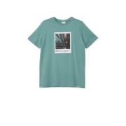 s.Oliver T-shirt met printopdruk petrol Blauw Jongens Katoen Ronde hal...