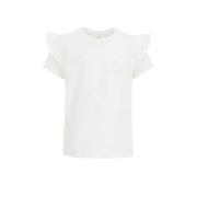 WE Fashion T-shirt wit Meisjes Stretchkatoen Ronde hals Effen - 158/16...