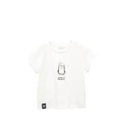 Mango Kids T-shirt met printopdruk wit Meisjes Katoen Ronde hals Print...