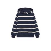 Mango Kids gestreepte hoodie marine/wit Sweater Blauw Streep - 116