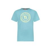 TYGO & vito T-shirt Jaimy met printopdruk aquablauw Jongens Katoen Ron...