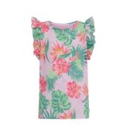 WE Fashion top met bloemdessin lila/groen/roze T-shirt Multi Meisjes K...