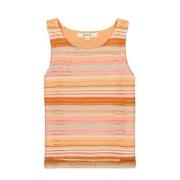 Garcia gestreept T-shirt van gerecycled polyester oranje/roze/bruin St...