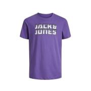 JACK & JONES JUNIOR T-shirt JCOKAPPER met logo paars Jongens Katoen Ro...