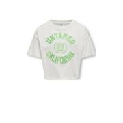 KIDS ONLY GIRL T-shirt KOGVILLA met tekst wit Meisjes Biologisch katoe...