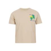 Shoeby T-shirt met backprint zand/groen/paars Beige Jongens Katoen Ron...