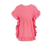 WE Fashion jurk roze Meisjes Katoen V-hals Effen - L