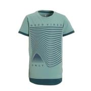 anytime T-shirt Pietro met printopdruk mint Blauw Jongens Katoen Ronde...