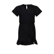 America Today jurk zwart Meisjes Polyester V-hals Effen - 134/140
