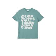 s.Oliver T-shirt met tekst blauw Jongens Katoen Ronde hals Tekst - 164