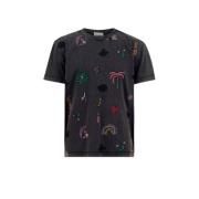 Shoeby T-shirt met printopdruk donkergrijs Meisjes Katoen Ronde hals P...