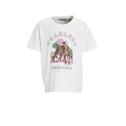 anytime T-shirt met printopdruk wit Meisjes Katoen Ronde hals Printopd...