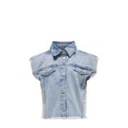 KIDS ONLY GIRL gilet KOGCOBAIN light blue denim Blauw Effen - 158