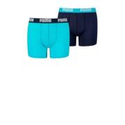 Puma boxershorts set van 2 Blauw Jongens Stretchkatoen Effen - 122/128