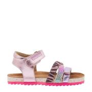 Vingino Vikki leren sandalen met dierenprint roze Meisjes Leer Dierenp...