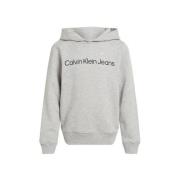 Calvin Klein hoodie Terry met logo grijs Sweater Jongens Katoen Capuch...