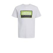 JACK & JONES JUNIOR T-shirt JCOLOGAN SOMMER met logo wit Jongens Katoe...