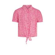 Shoeby blouse met all over print roze/wit Meisjes Viscose Klassieke kr...