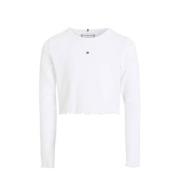 Tommy Hilfiger ribgebreide longsleeve ESSENTIAL RIB Wit Meisjes Katoen...