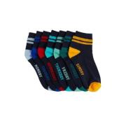 WE Fashion sokken - set van 7 donkerblauw/multicolor Jongens Stretchka...