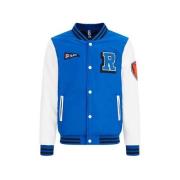 WE Fashion baseball jacket van polyester blauw/wit Jas Meerkleurig - 1...